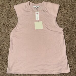 Tibi Women's Powder Pink Padded-shoulder Sleeveless Top Size Medium New With tag